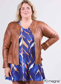 Magna Lederlook Jas Camel