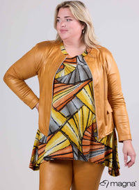 Magna Lederlook Jas Oker Geel