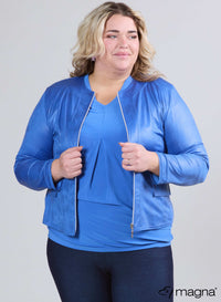 Magna leren jas in donker hemelsblauw