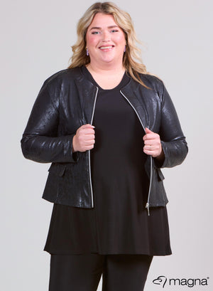Magna Leder-Look Jacke Crush Design Schwarz