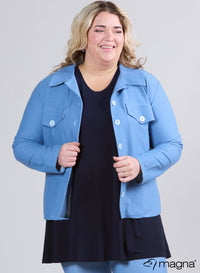 Magna Stretch Denim Button Jacket Donker Hemelsblauw
