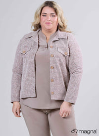 Magna Fancy Jacquard Button Jacket Sand