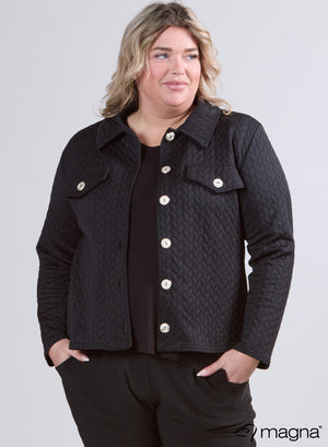 Magna Jaquard Knopfjacke Blocks Design Schwarz