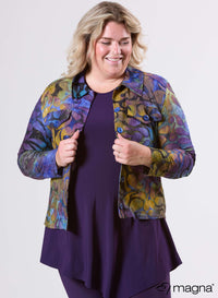 Magna Jacquard Mesh Jasje met Knopen Drop Shapes Paars