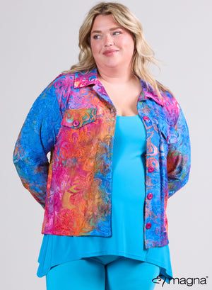 Magna Jacquard Mesh Button Jacke Blume Pink/Blau
