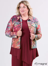 Magna Jacquard Mesh Jasje met Knopen Fall Leaves Wijnrood