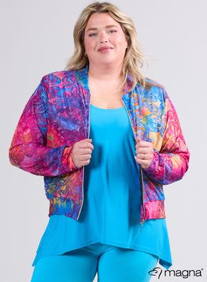 Magna Jaquard Zip Jacket Flower Pink/Blue