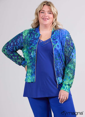Magna Jaquard Zip Jacket Leopard Blue/Green