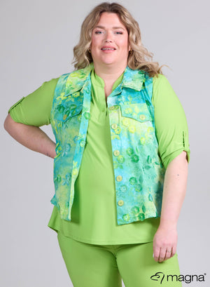 Magna Cotton Button Gilette Small Embroidery Flower Lime