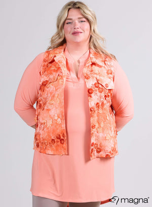 Magna Cotton Button Gilette Small Embroidery Flower Orange