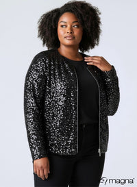 Magna Glitter Sequin Jacket Black