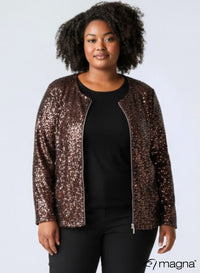 Magna Glitter Sequin Jacket Brown