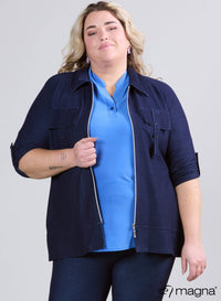 Magna Stretch Denim Flap Zip Jacket Jeans Blue D