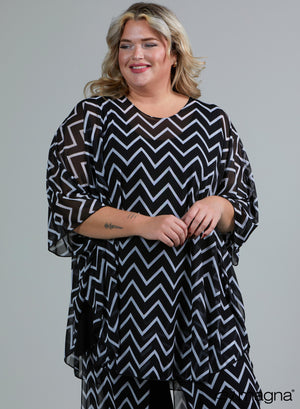 Magna Bedruckter Chiffon-Poncho mit großem Chevron