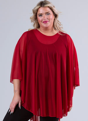 Magna Chiffon Poncho Rot