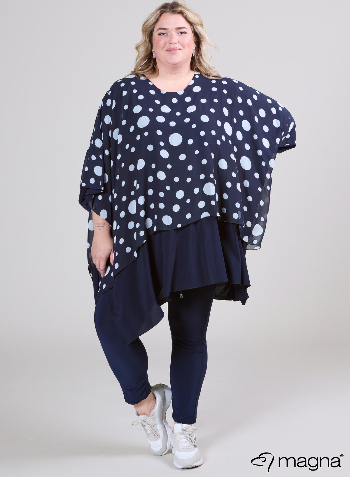 Magna bedruckter Chiffon-Poncho, Einheitsgröße, doppellagig, 490-017