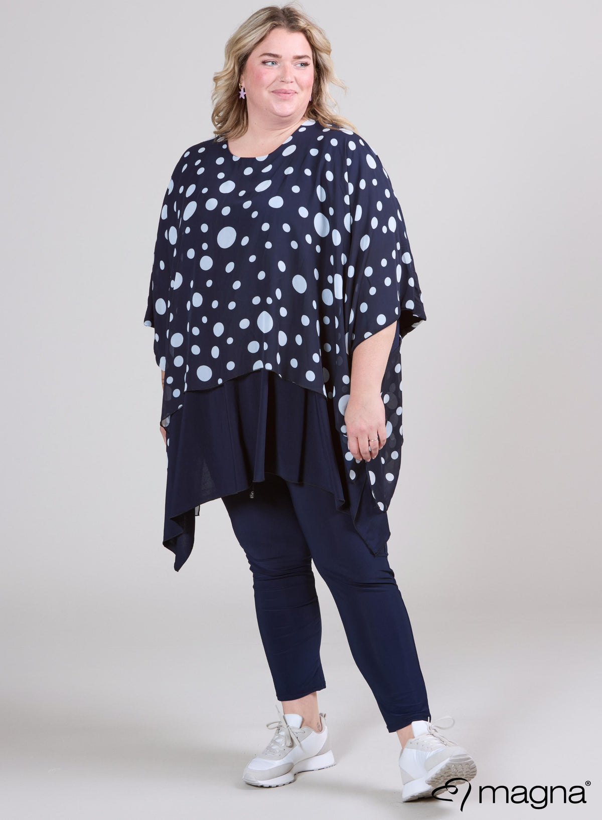 Magna bedruckter Chiffon-Poncho, Einheitsgröße, doppellagig, 490-017
