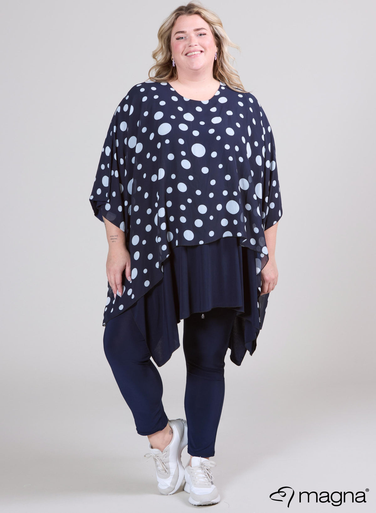 Magna bedruckter Chiffon-Poncho, Einheitsgröße, doppellagig, 490-017