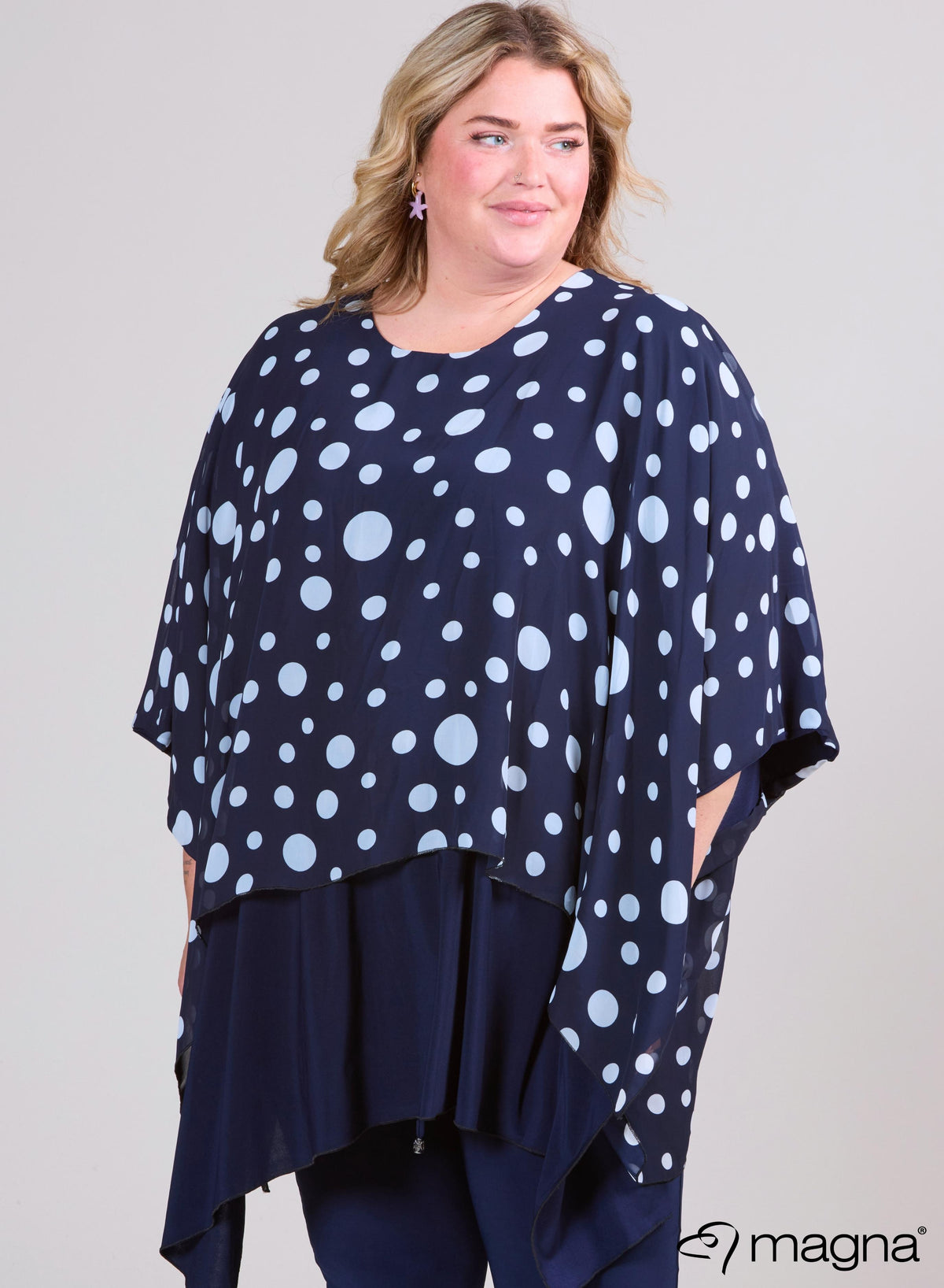 Magna bedruckter Chiffon-Poncho, Einheitsgröße, doppellagig, 490-017