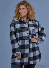 Maelle Heavy Oversized Button Blouse D. Grey