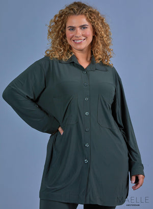 Maelle Oversize-Bluse mit Knöpfen, einfarbig, Khaki
