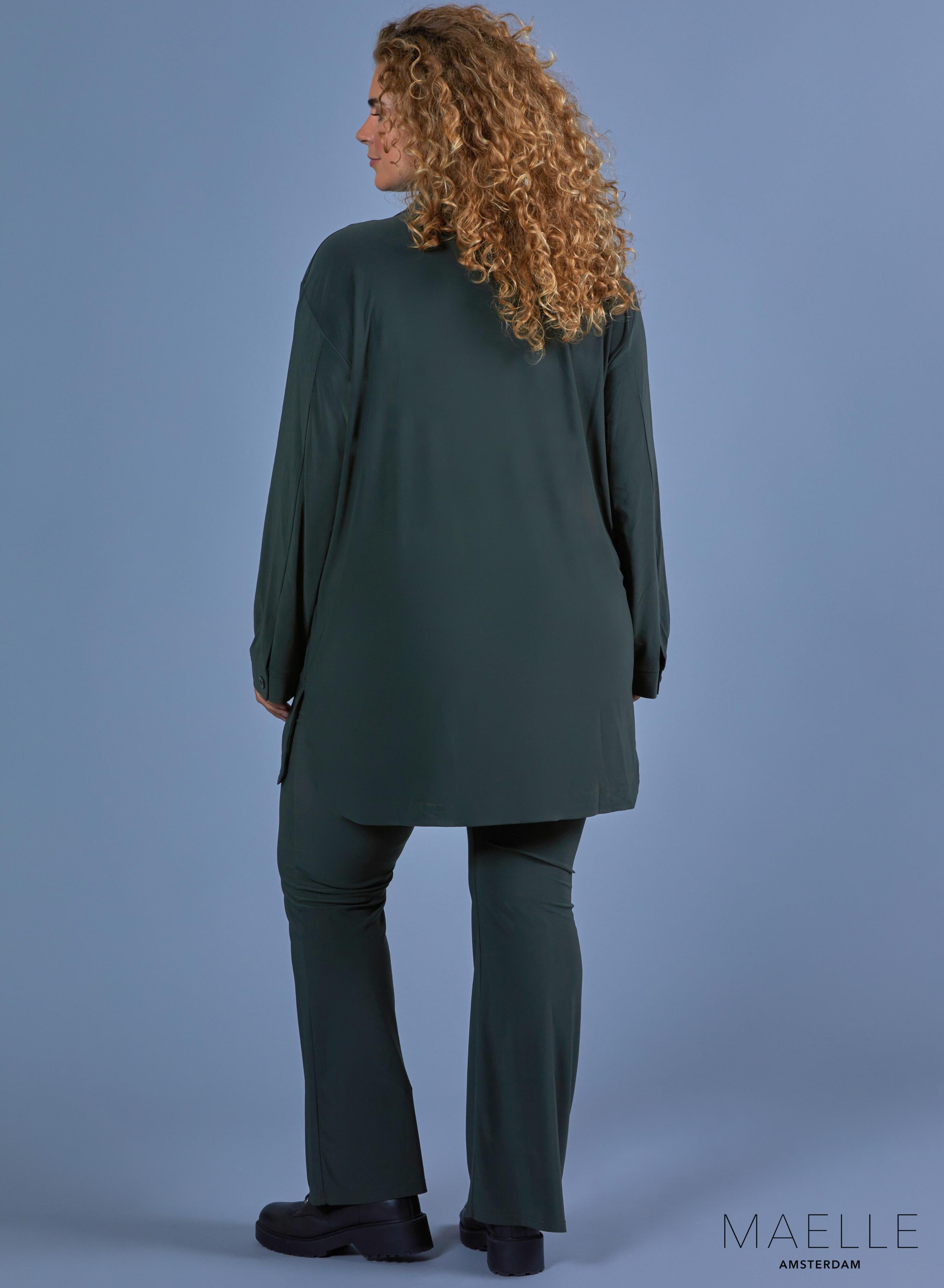 Maelle Oversized Button Blouse Solid Khaki