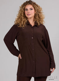 Maelle Oversized Button Blouse Brown
