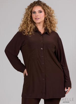 Maelle Oversize-Bluse mit Knöpfen Braun