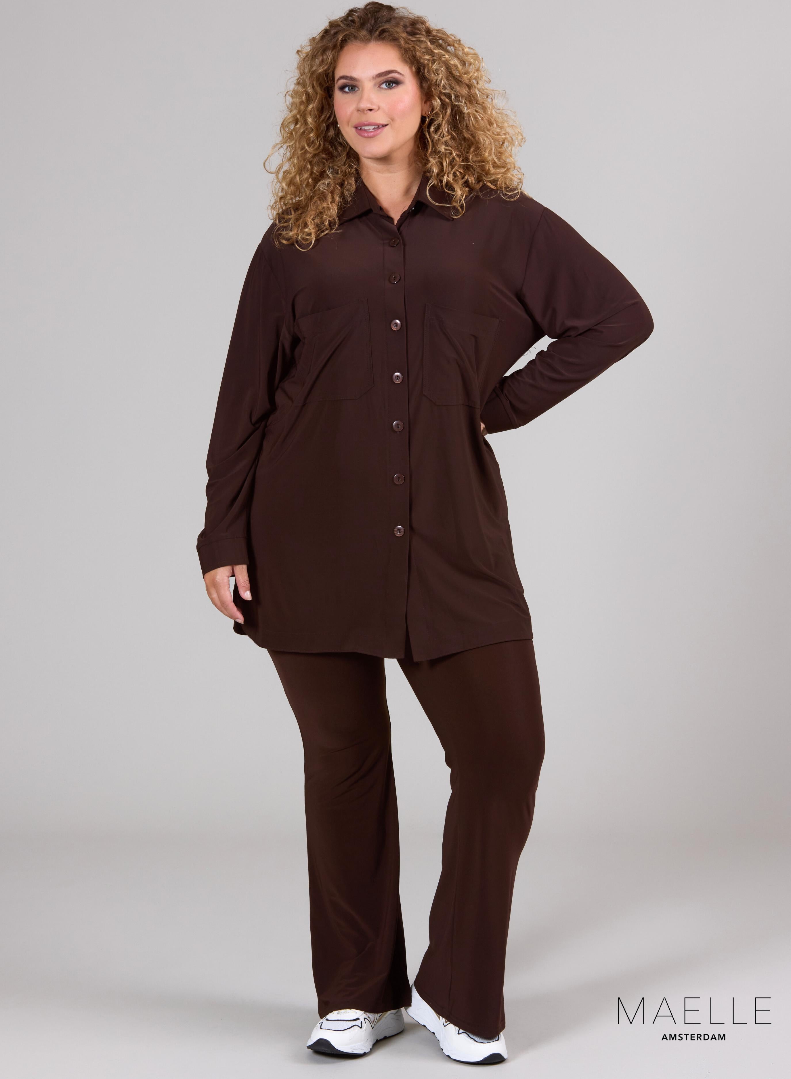 Maelle Oversized Button Blouse Brown