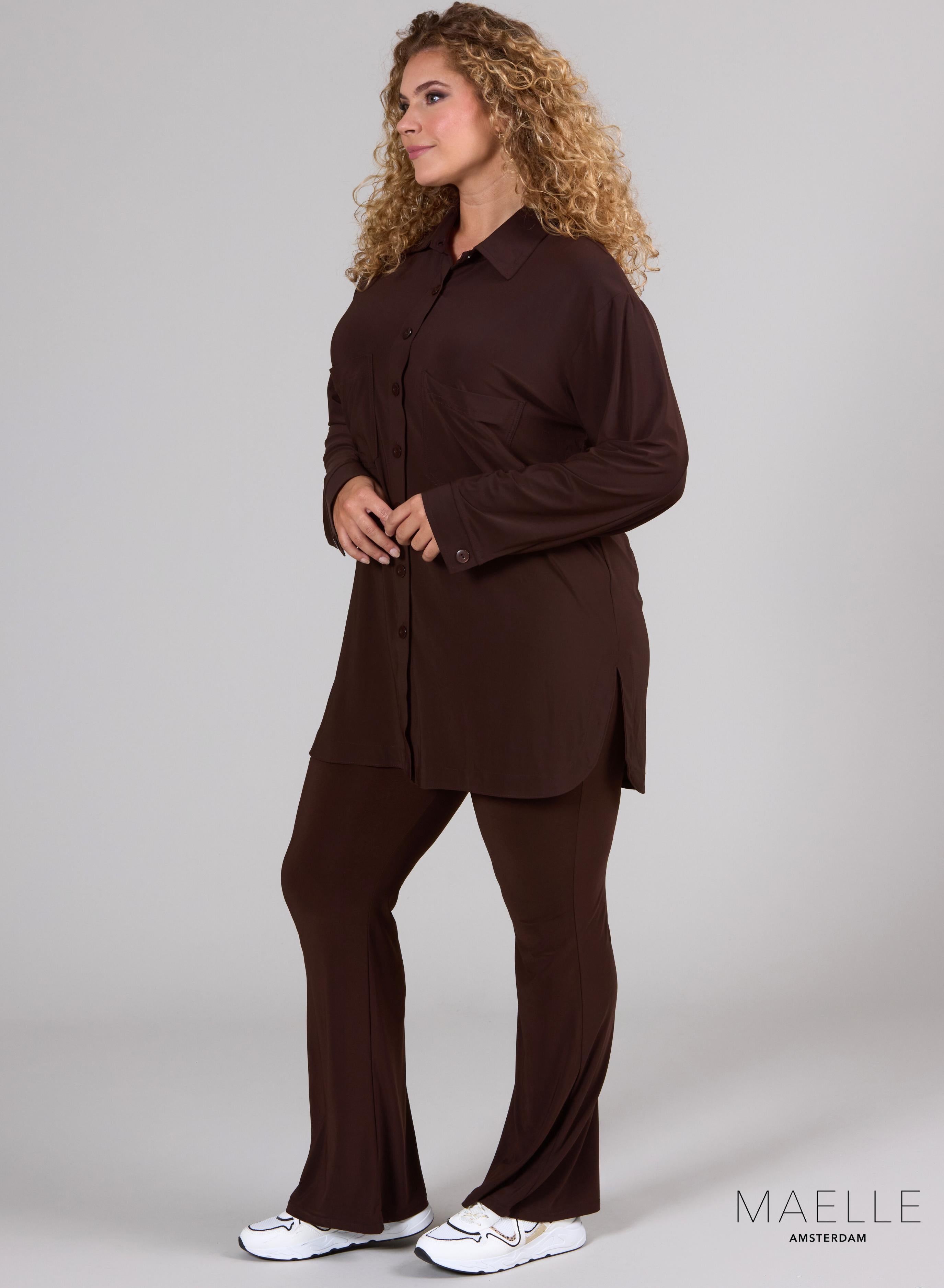 Maelle Oversized Button Blouse Brown