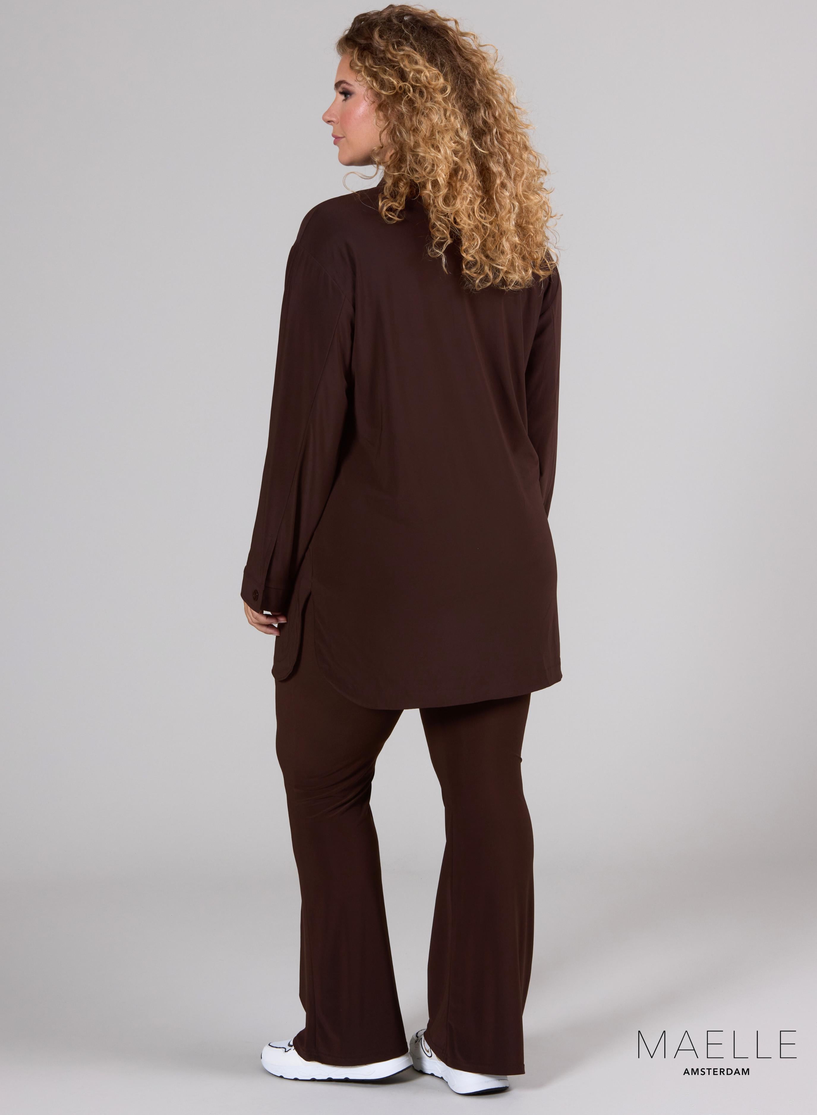 Maelle Oversized Button Blouse Brown