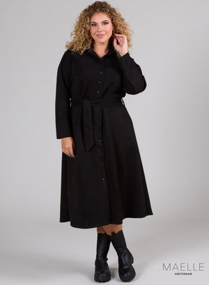 Maelle Scuba Suede Blelt Dress  Black