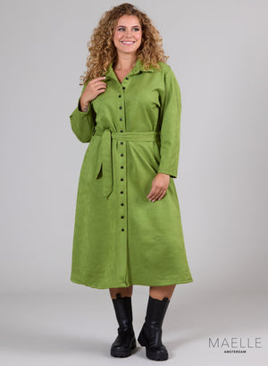 Maelle Scuba Suede Belt Dress Lime Green