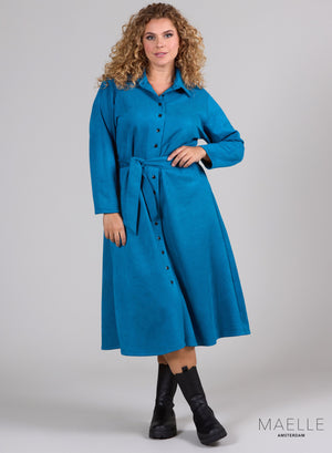 MMaelle Scuba Suede Blelt Dress Petrol