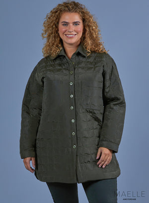 Maelle Wattierte Oversize-Jacke Khaki