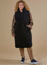 Maelle Soft Teddy Long Body Jacket Black