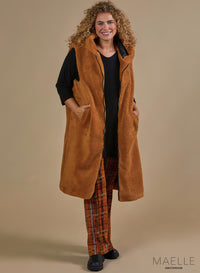 Maelle Soft Teddy Long Body Jacket Camel