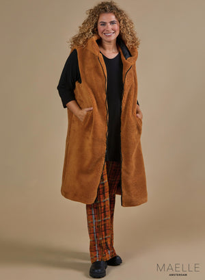 Maelle Soft Teddy Long Body Jacket Camel