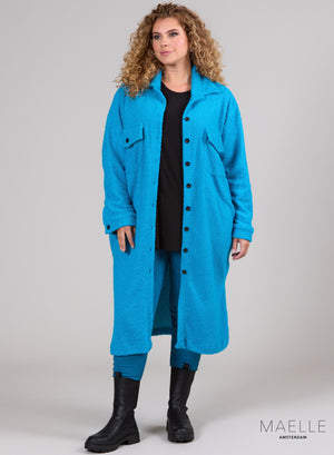 Maelle Bouclette Tedolino Long Shacket Turqoise