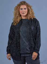 Maelle Heavy Printed Leather Look Jacket Zebra Black