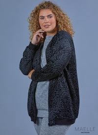 Maelle Printed Velvet Jacket Leo Black