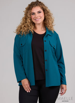 Maelle Short Blazer with Buttons Petrol