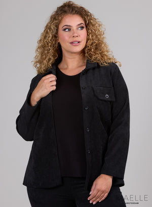 Maelle Short Ribbed Blazer with Buttons Black
