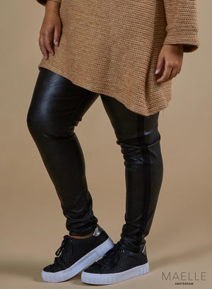 Maelle Soft Metallic Shine Tape Leggings Schwarz