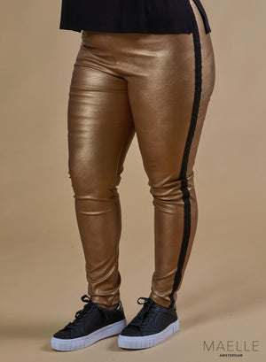 Maelle – Weiche Leggings mit Metallic-Glanzband in Gold