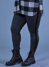 Maelle Stretchy Cotton/Viscose Trim Trouser D. Grey