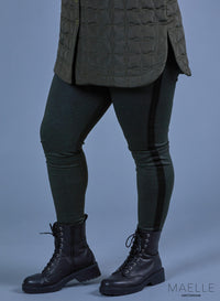 Maelle Stretchy Cotton/Viscose Trim Trouser Khaki