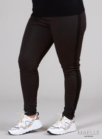 Maelle Stretchy Cotton/Viscose Trim Trouser Brown