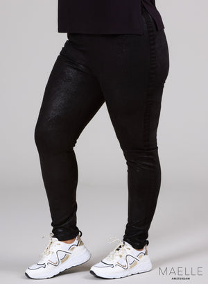 Maelle Scuba Suede Leather Legging Textured Black