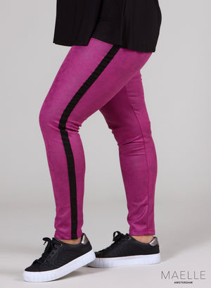 Maelle Scuba Suede Leather Legging Textured Magenta